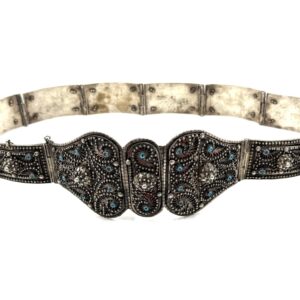 Traditional silver filigree belt with turquoise stones