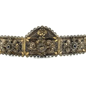 19th century gilded silver filigree belt with spiral motifs