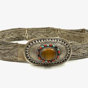 Traditional silver wirework belt with Tiger’s Eye stone