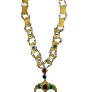 Traditional crescent-shaped jewelry with multicolored stones