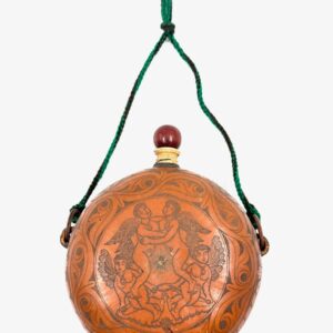 Collectible engraved traditional flask with figure motifs