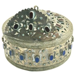 Traditional Turkmen crown with semi-precious stones and filigree