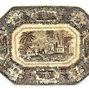 19th century English transferware porcelain platter by E Challinor Oriental pattern