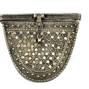 19th century silver Islamic belt wallet with filigree decoration antique collectible