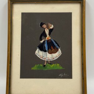Small oil painting on paper with unclear signature.