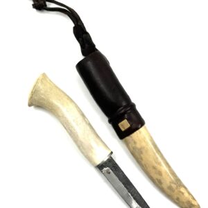 Traditional Finnish Puukko knife with reindeer horn handle collectible