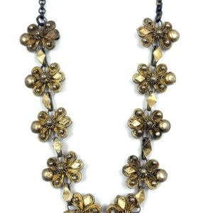 Traditional jewelry with repeating floral decorative motifs.