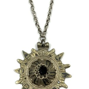 Silver traditional clasp with niello decoration and chain.